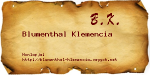 Blumenthal Klemencia névjegykártya
